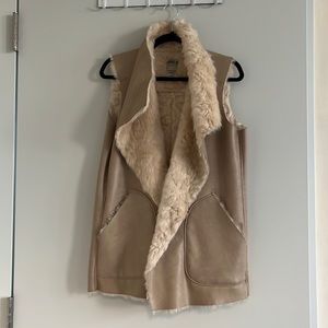 Zara Trafaluc faux fur leather tan vest